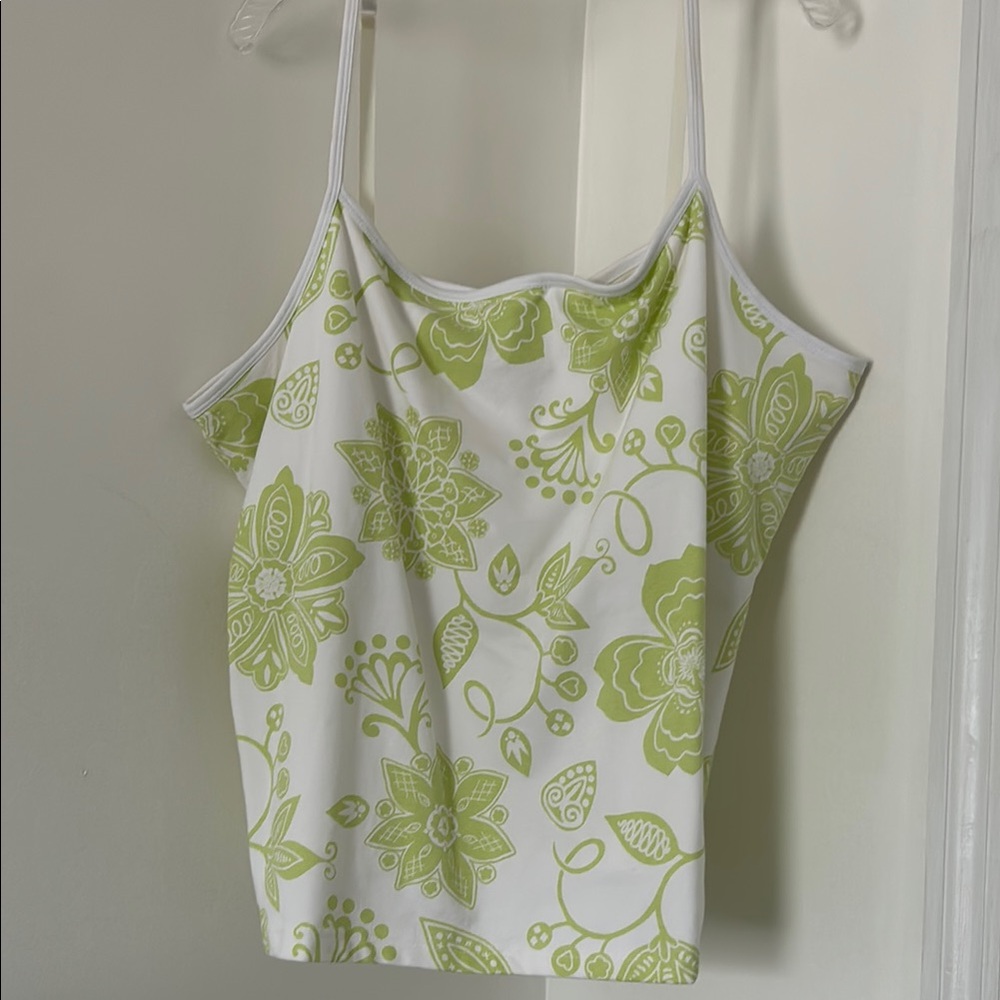 Floral Green and White Women's Top